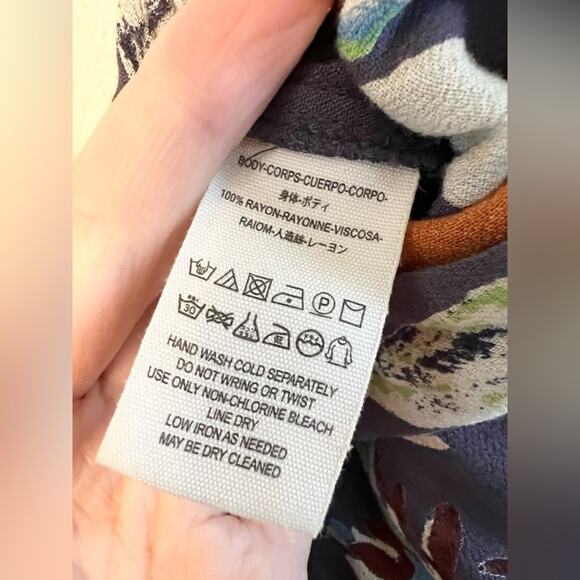 Free People Island Time Blue Floral Wide Leg Jumpsuit One Shoulder cropped boho - Picture 12 of 12